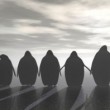 digital rendering of penguins on ice